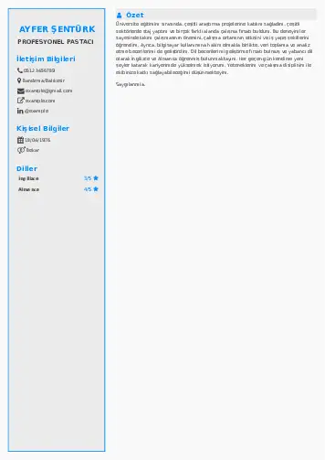 Pastacı Cv Örnekleri cv indir